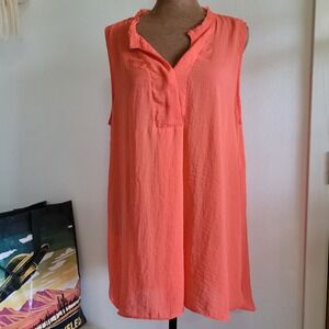 ana A New Approach Womens XL Coral Pink Sleeveless High Low Tunic Tank Top